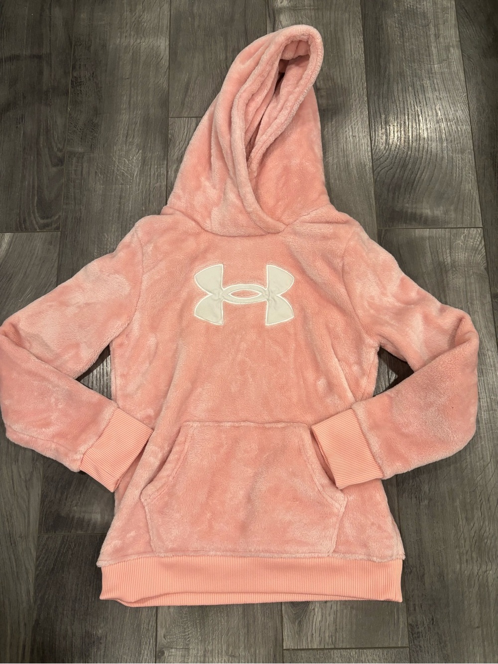Under Armour Girls Plush Pink Hooded Sweatshirt